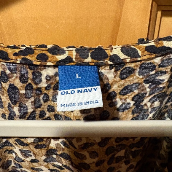 Old Navy Waist Defined Ruffle Trim Mini Dress Leopard print women’s Large NWT - Picture 5 of 11